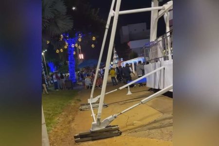 Bombeiros e Crea fiscalizam roda gigante de 16 metros em Dourados