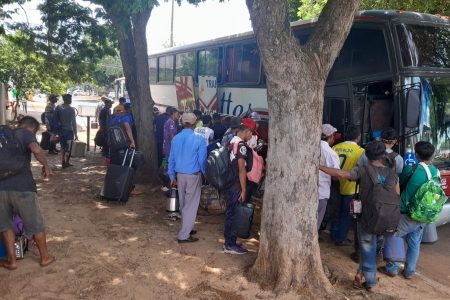 Indígenas da fronteira embarcam para trabalhar na colheira de maçãs no Rio Grande do Sul