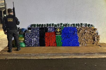 ASSISTA: DOF apreende 900 quilos de drogas em veículo colidido em marquise de ponte