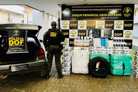 DOF prende casal com veículo abarrotado de contrabando e descaminho