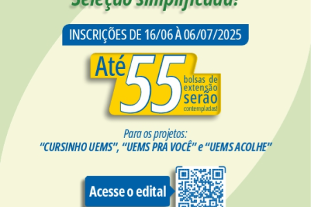Uems lança Edital simplificado de Bolsas Pibex para atuar em projetos institucionais